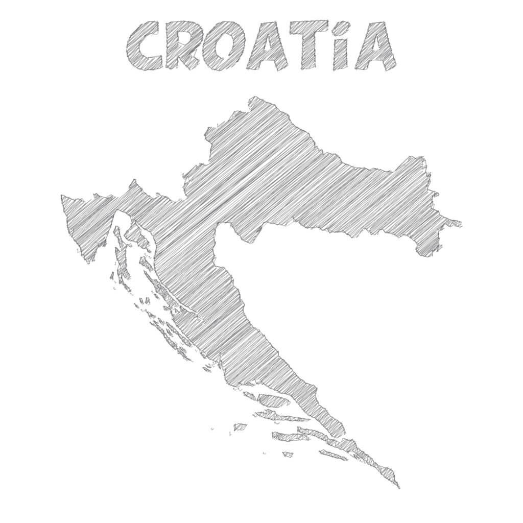 Printable Croatia Map Hand Drawn