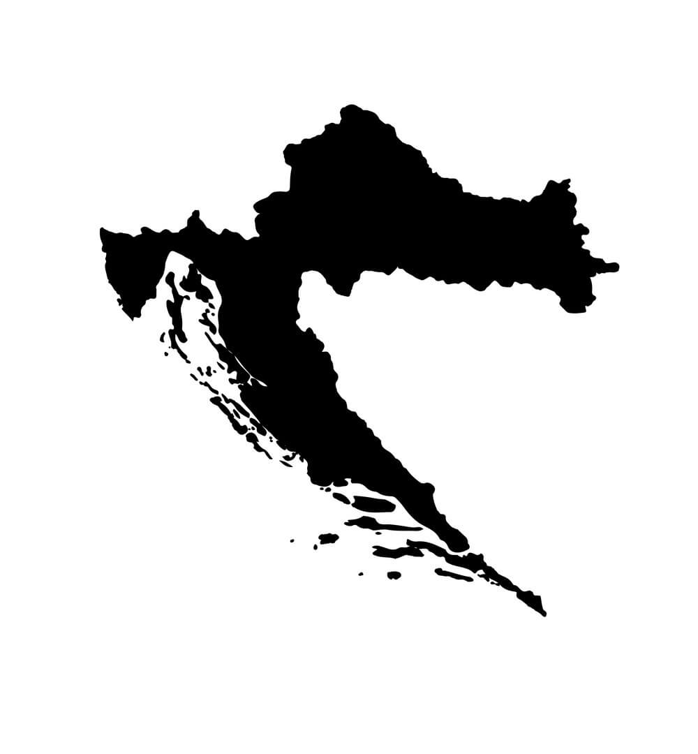 Printable Croatia Map Isolated Black