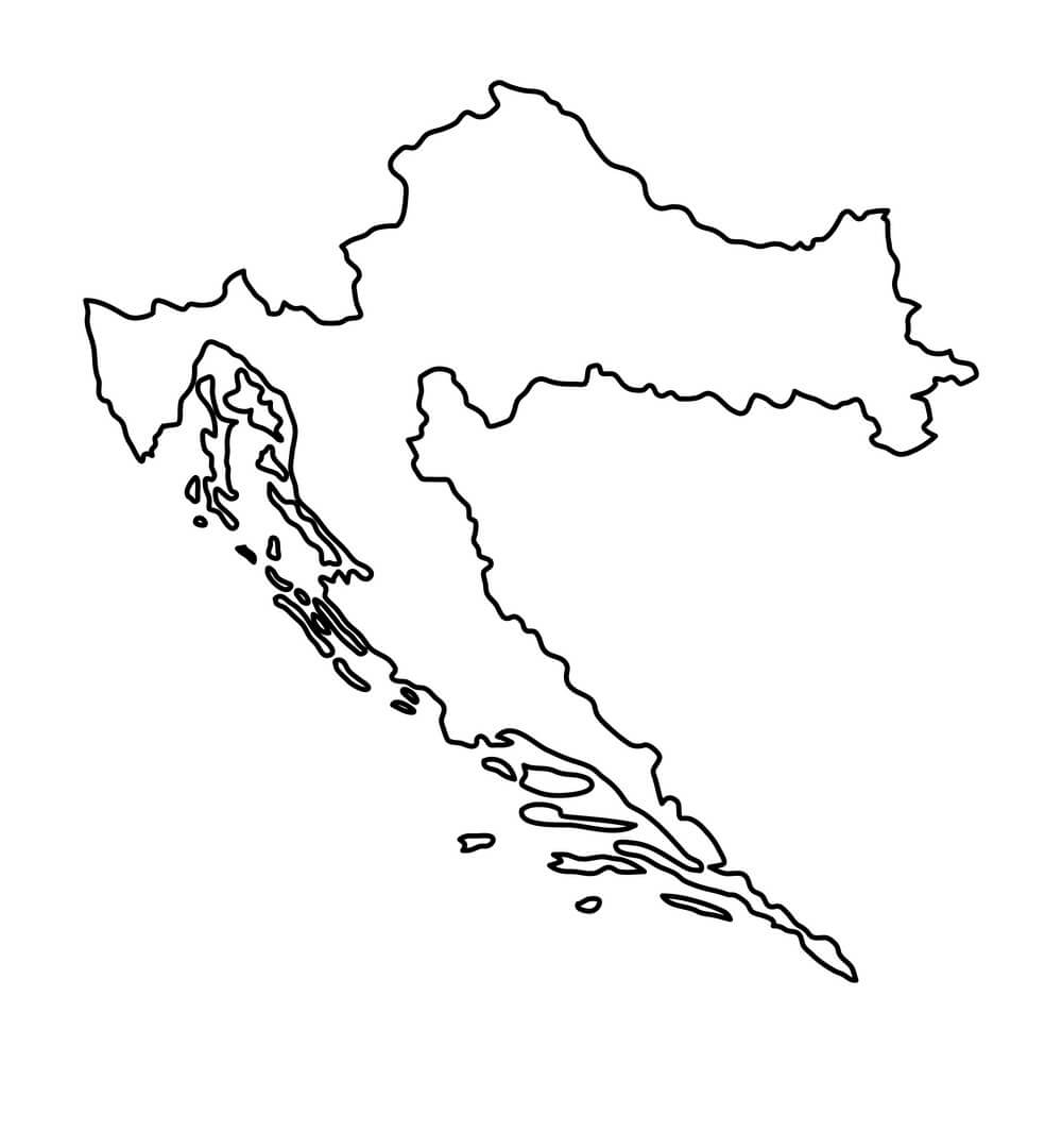 Printable Croatia Map Of Black Contour