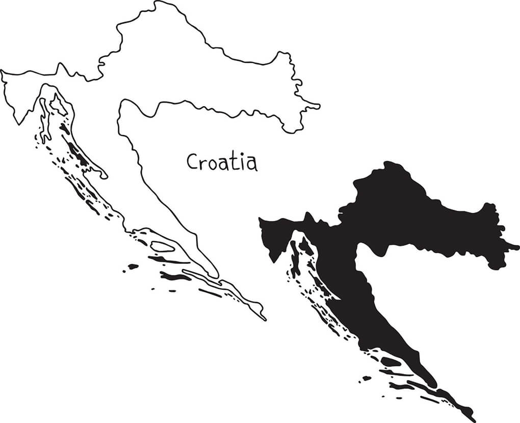 Printable Croatia Map Outline And Silhouette