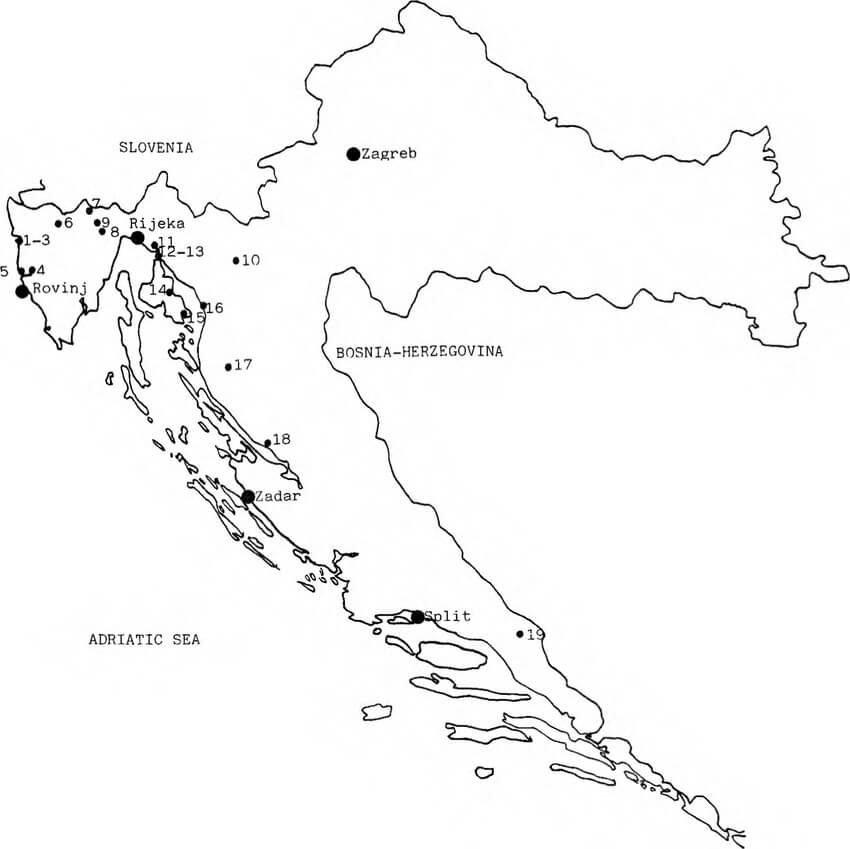 Printable Croatia Map With The Localities Indicated