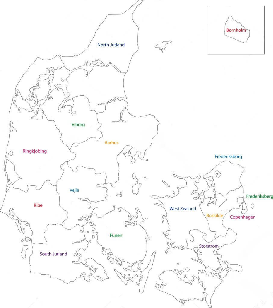 Printable Denmark Map 2