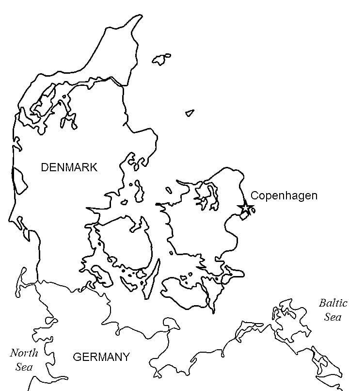 Printable Denmark Map ClipArt