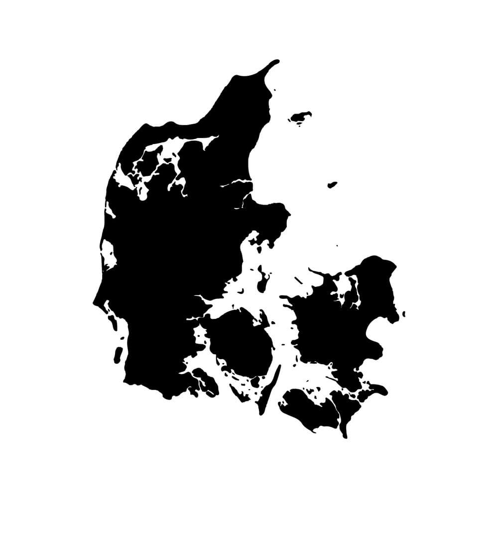 Printable Denmark Map Isolated Black