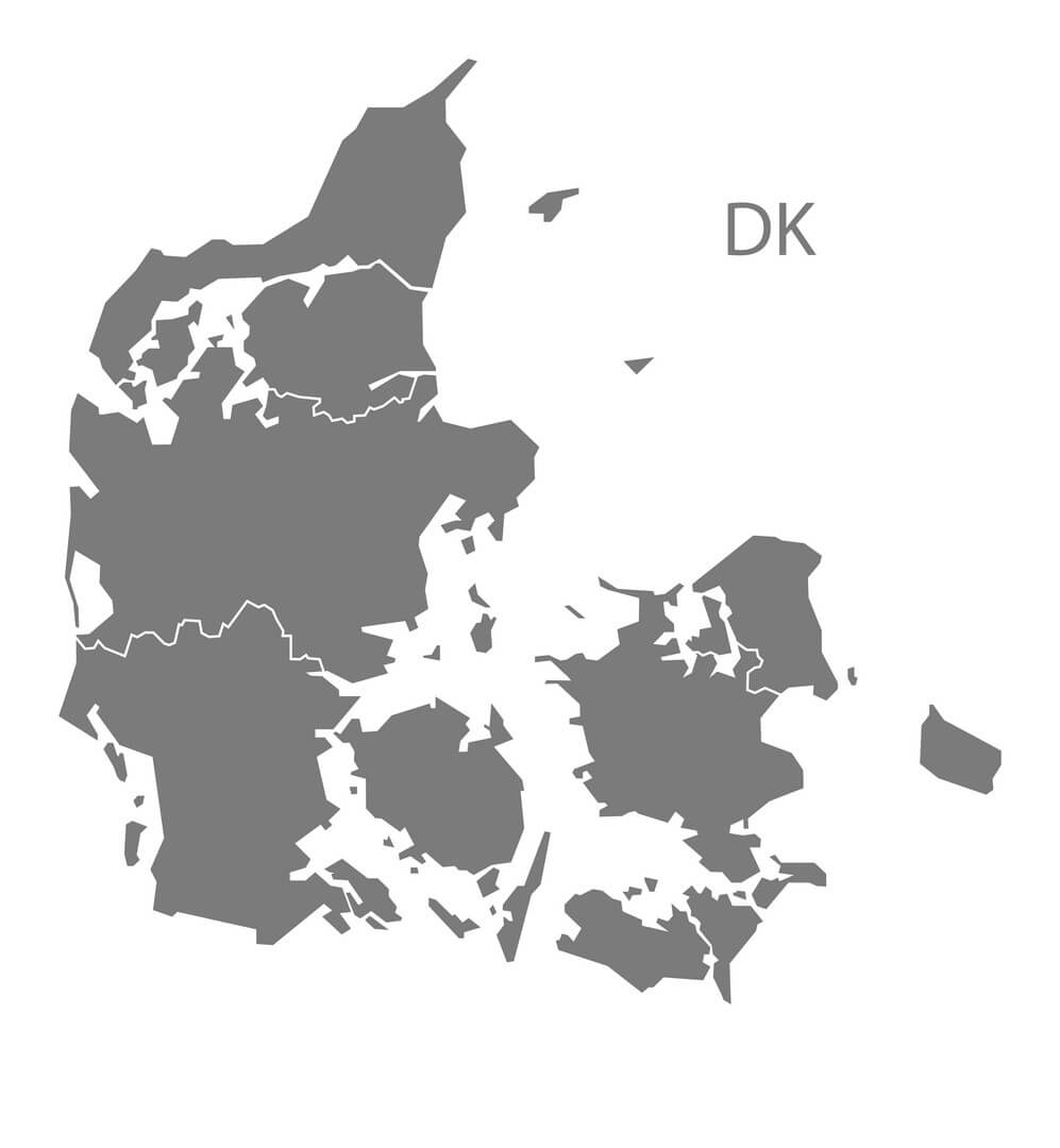 Printable Denmark Map Regions Grey
