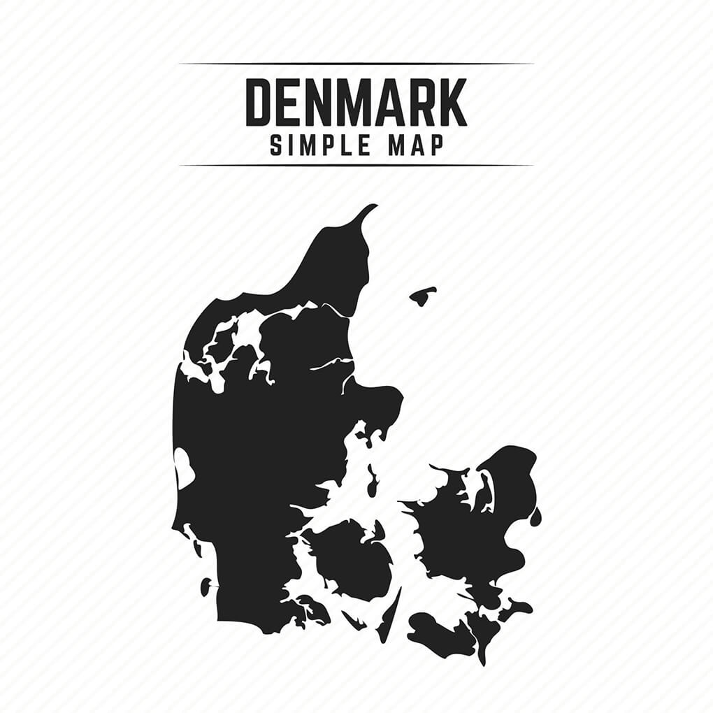Printable Denmark Map Simple Black