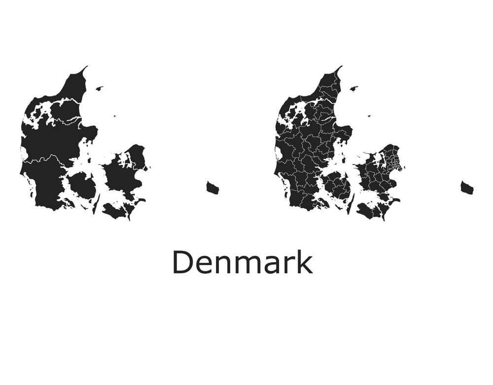 Printable Denmark Map With Regional Division