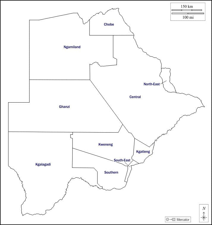 Printable Detailed Map Of Botswana