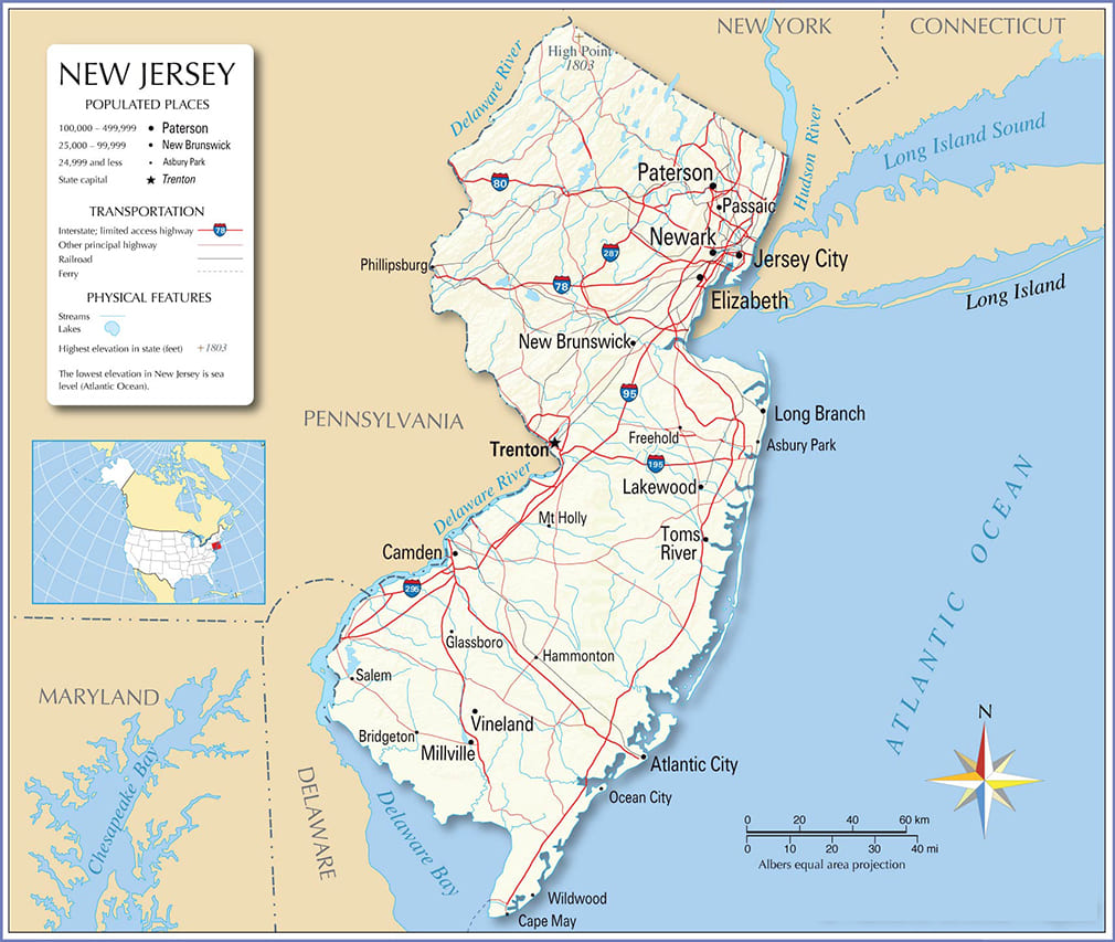 Printable Detailed Map Of New Jersey
