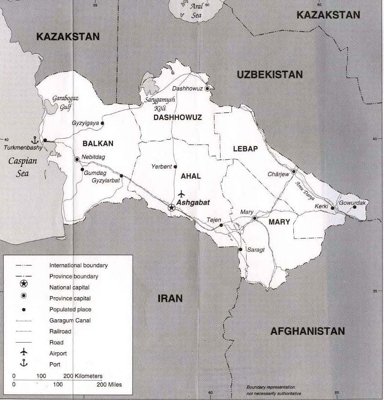 Printable Detailed Turkmenistan Map
