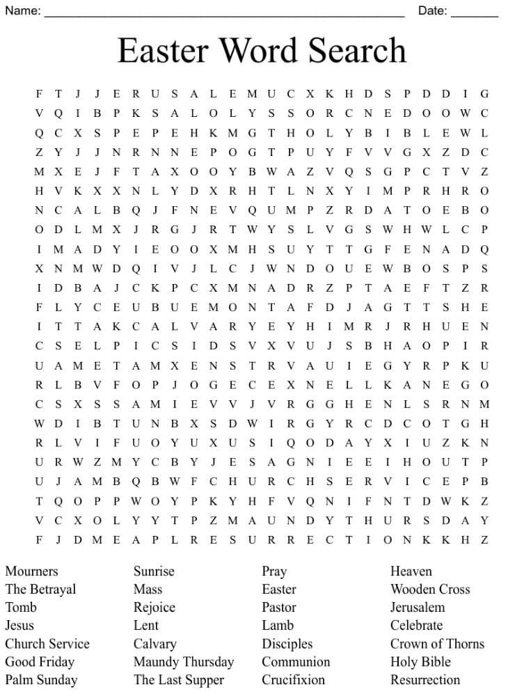Printable Easter Word Search Online