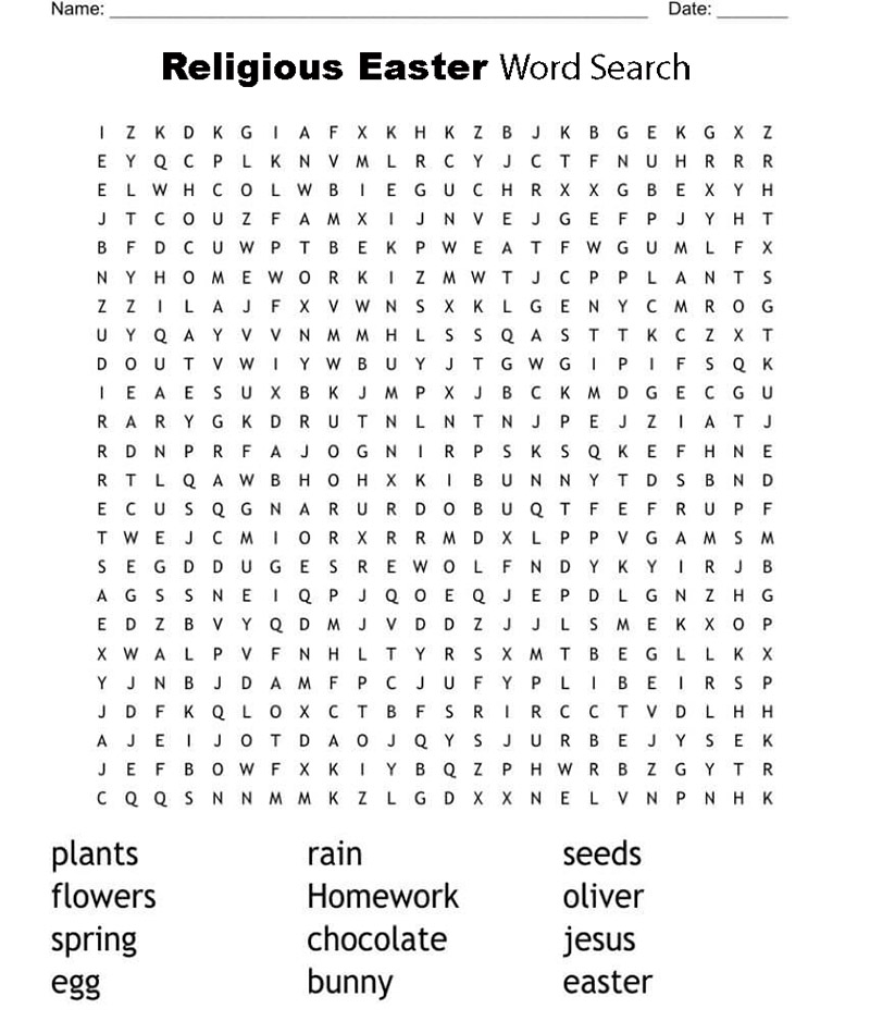 Printable Easter Word Search Religious