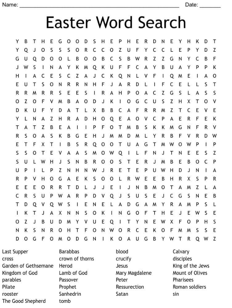 Printable Easter Word Search Worksheet 1 Free Download And Print 