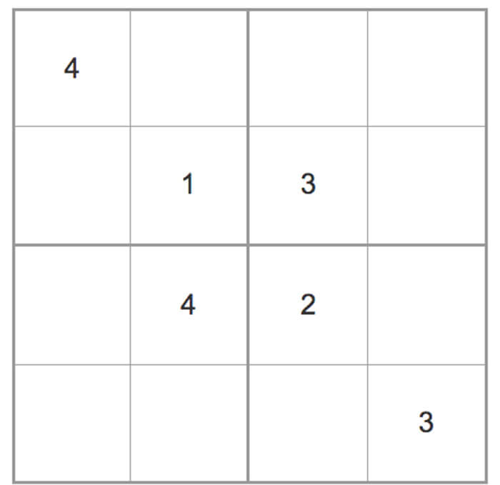 Printable Easy Sudoku 4x4 - Sheet 11
