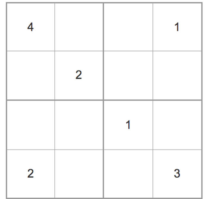 Printable Easy Sudoku 4×4 – Sheet 12