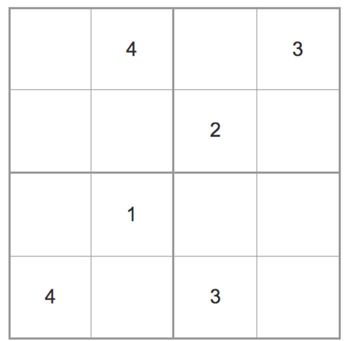 Printable Easy Sudoku 4×4 – Sheet 13