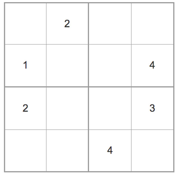 Printable Easy Sudoku 4×4 – Sheet 14