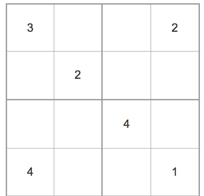 Printable Easy Sudoku 4×4 – Sheet 15