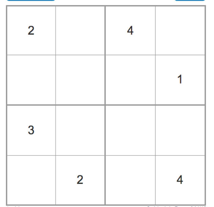 Printable Easy Sudoku 4x4 - Sheet 2