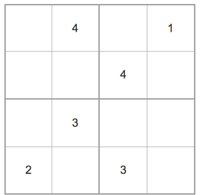 Printable Easy Sudoku 4x4 - Sheet 7