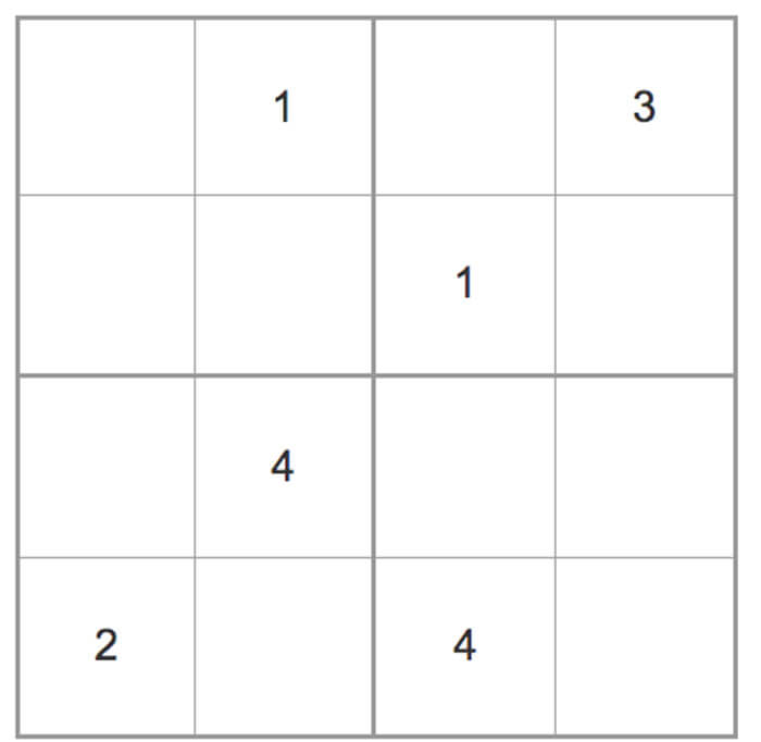 Printable Easy Sudoku 4×4 – Sheet 9