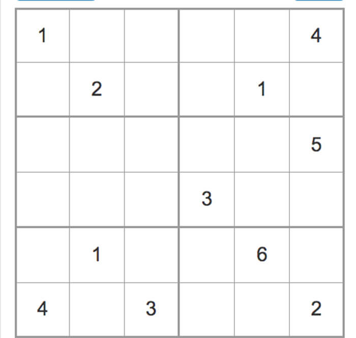 Printable Easy Sudoku 6x6 - Sheet 2