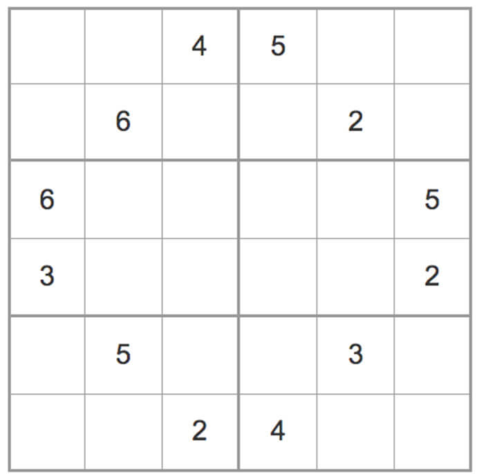 Printable Easy Sudoku 6x6 - Sheet 3
