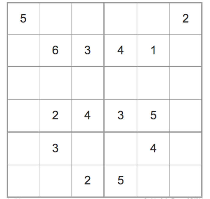 Printable Easy Sudoku 6x6 - Sheet 4