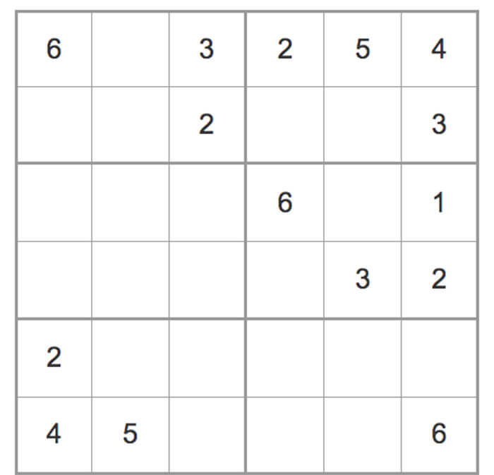 Printable Easy Sudoku 6x6 - Sheet 5