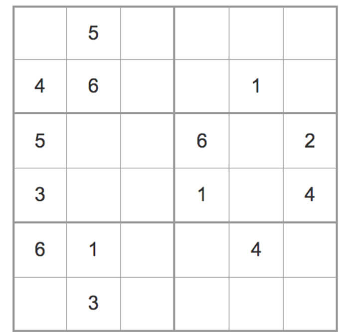 Printable Easy Sudoku 6x6 - Sheet 8