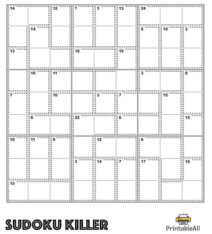 Printable Easy Sudoku Killer – Sheet 1