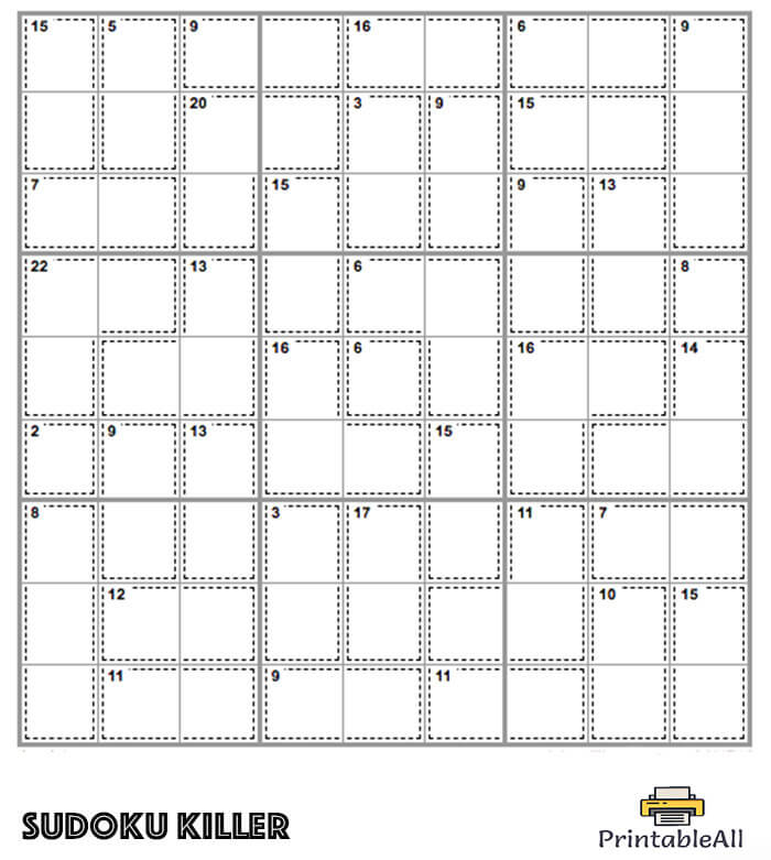 Printable Easy Sudoku Killer – Sheet 2