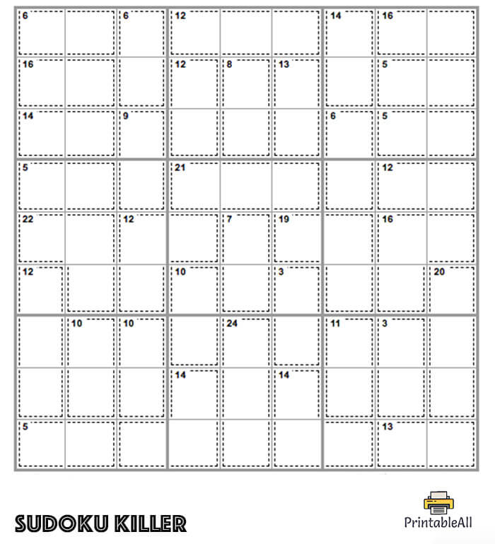 Printable Easy Sudoku Killer – Sheet 3