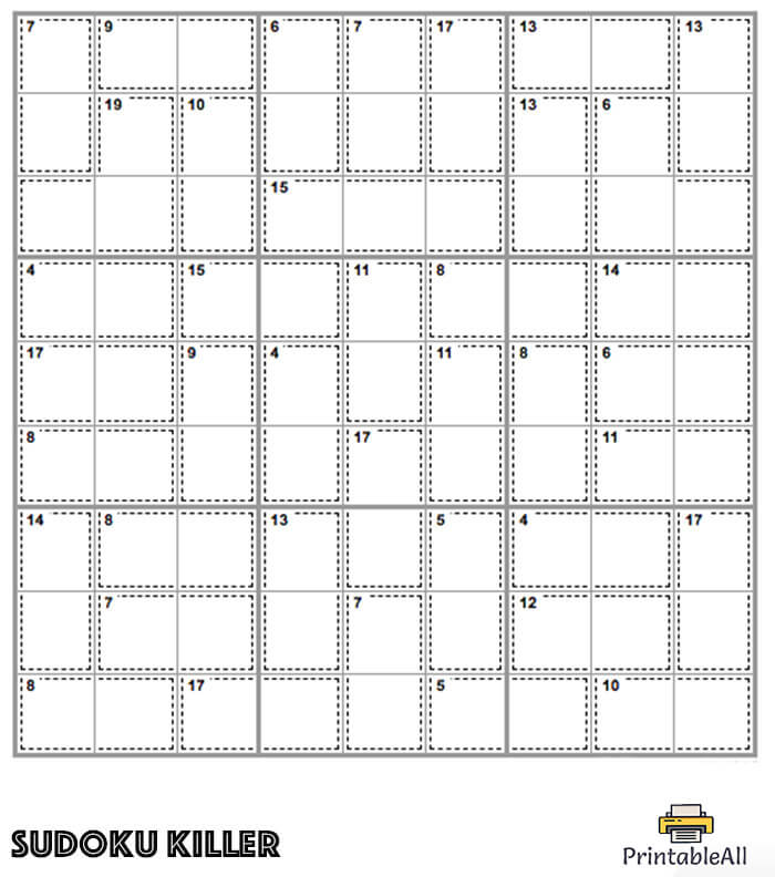 Printable Easy Sudoku Killer – Sheet 5