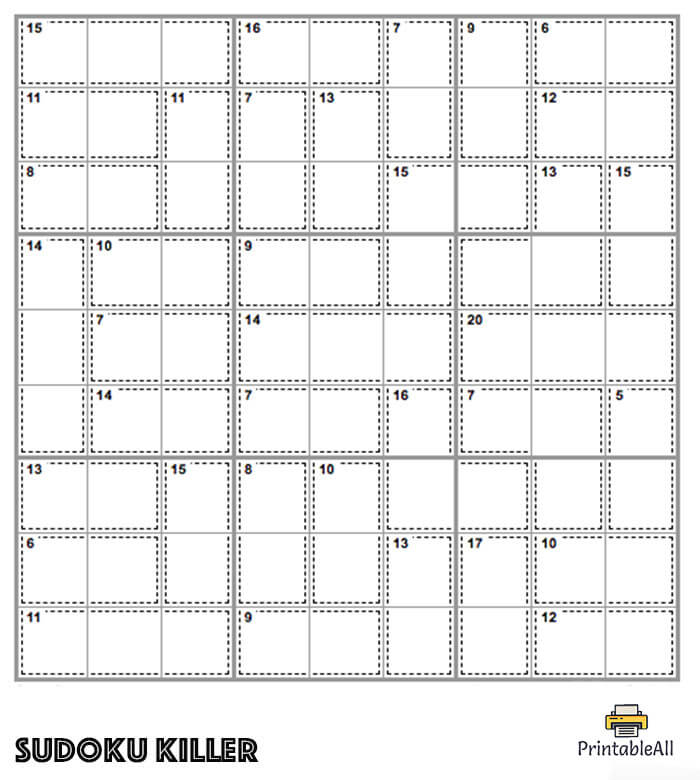 Printable Easy Sudoku Killer – Sheet 6