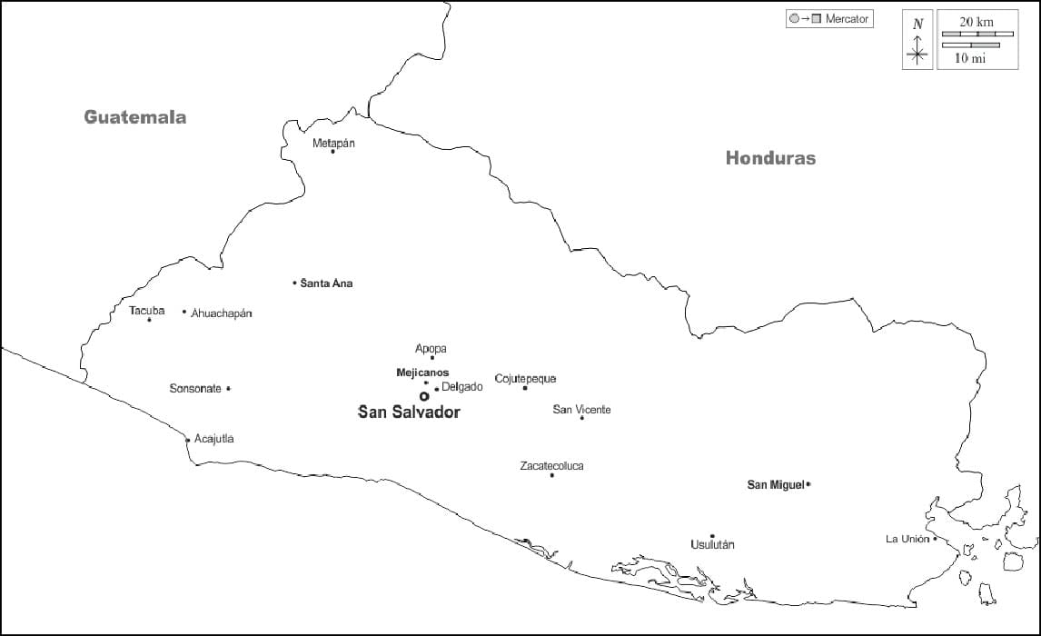 Printable El Salvador Location On Map