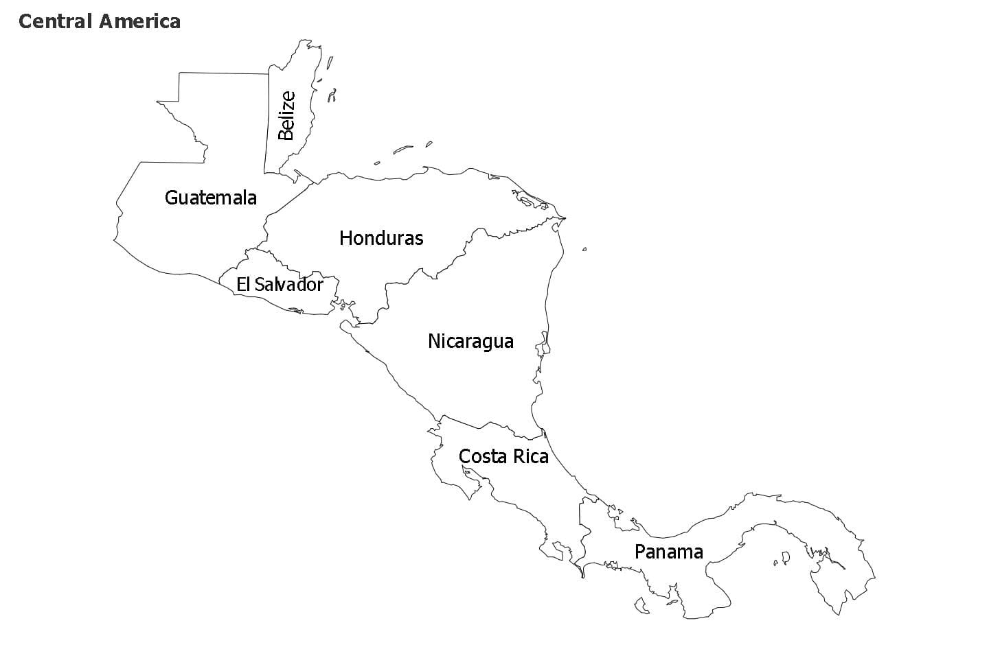 Printable El Salvador Map Central America