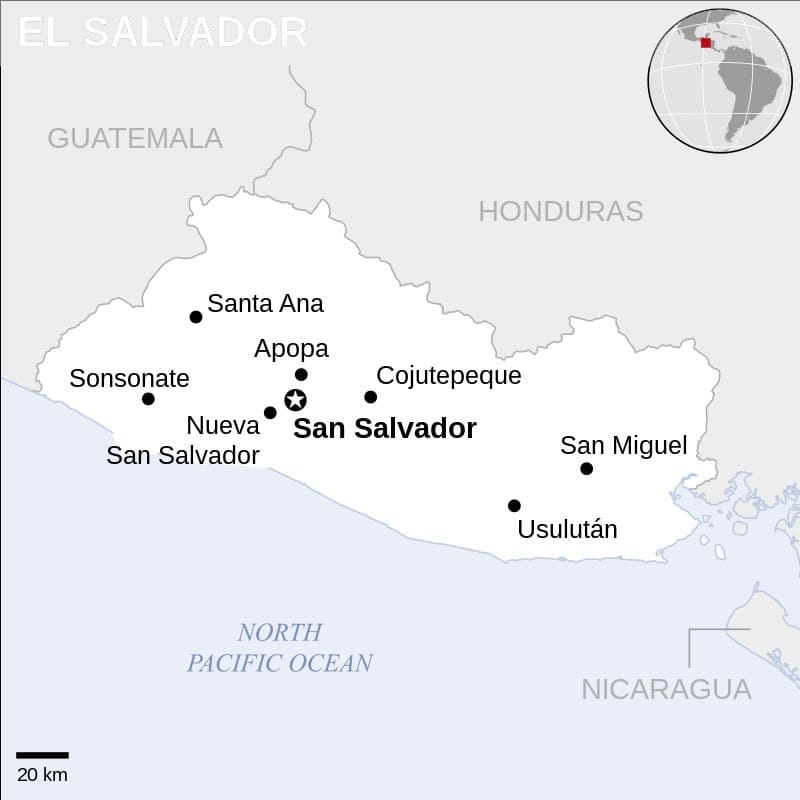 Printable El Salvador On The World Map