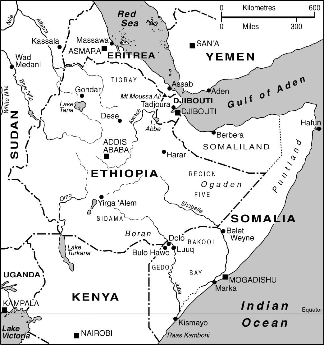 Printable Ethiopia Detailed Map