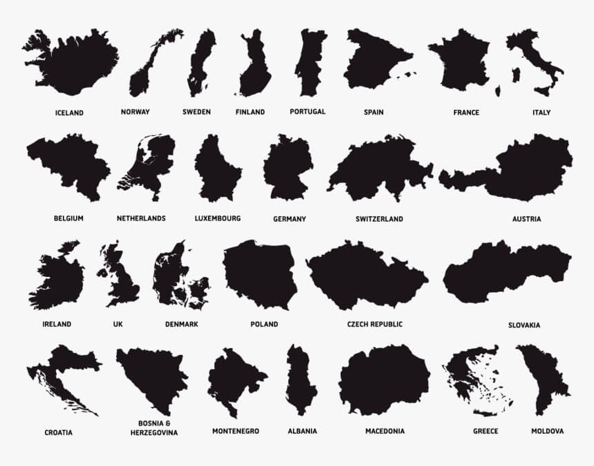 Printable Europe Map Black 2