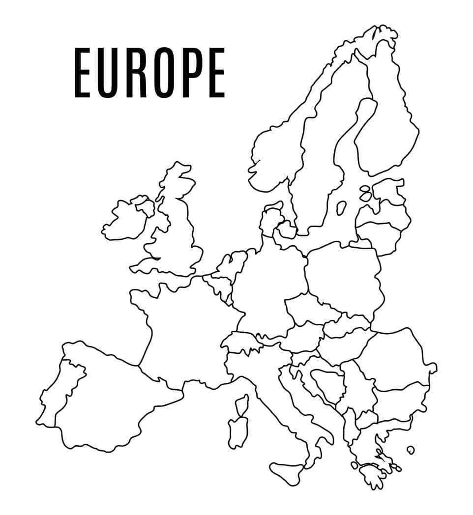 Printable Europe Map Black And White 2