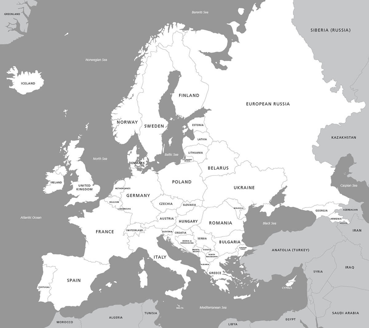 Printable Europe Map Countries Black And White