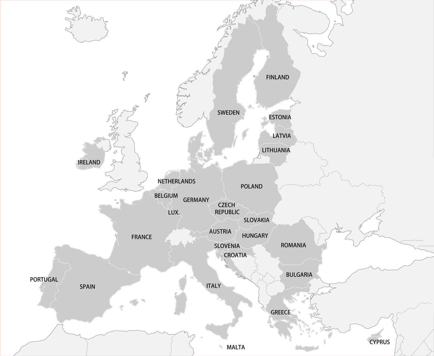 Printable Europe Map Union Countries