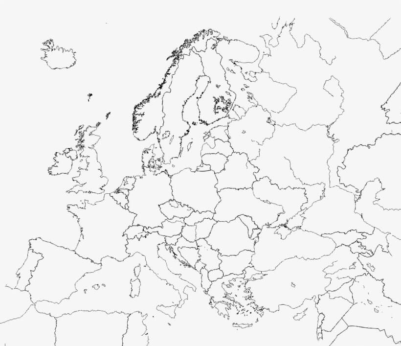 Printable Europe Map White