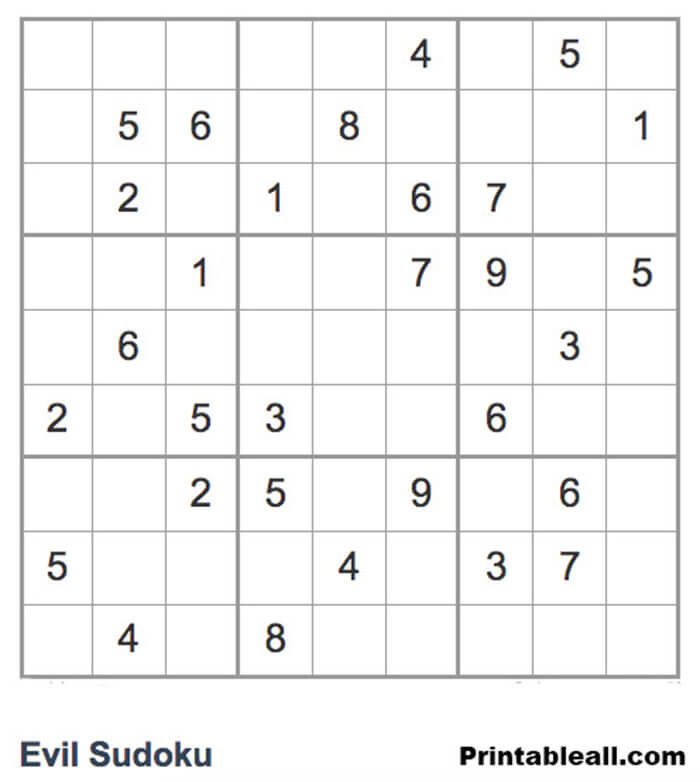 Printable Evil Sudoku 1