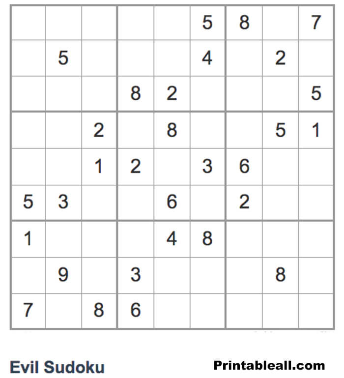 Printable Evil Sudoku 11