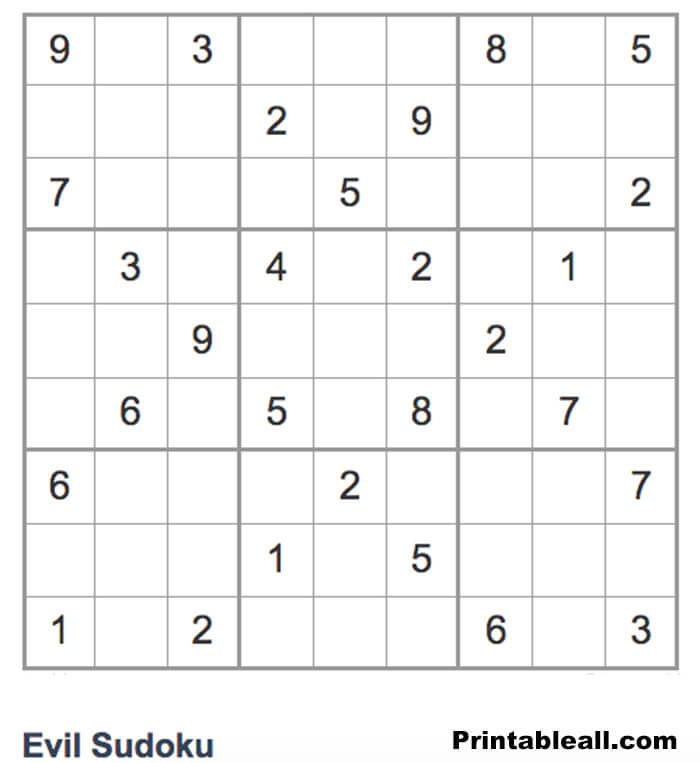 Printable Evil Sudoku 12