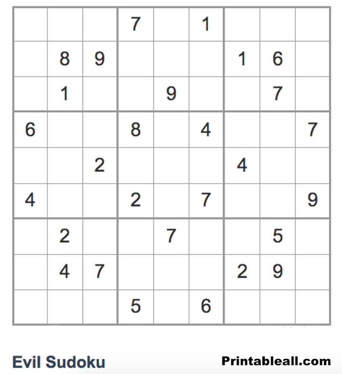 Printable Evil Sudoku 14