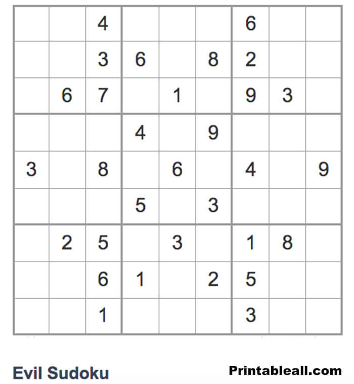 Printable Evil Sudoku 15
