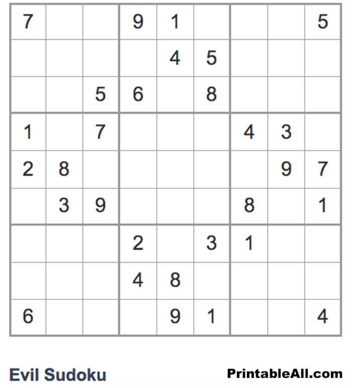 Printable Evil Sudoku 16